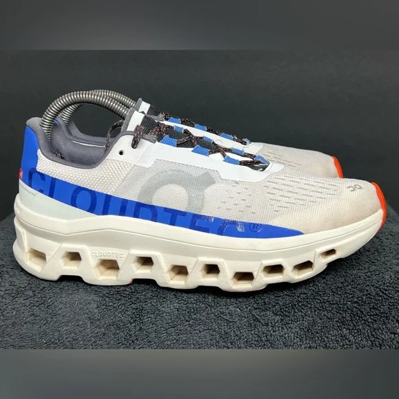 On Mens Cloudmonster 61.98653 Frost Cobalt Blue Running Shoes Sneakers Size 7.5 - Picture 3 of 11